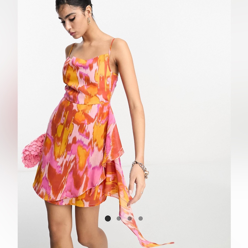 WORN ONCE ⭐️ ASOS design soft cowl mini sundress with asymmetric hem